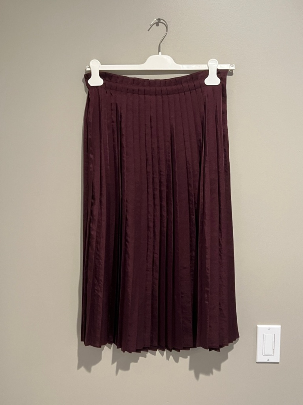 Pleated Midi Skirt in Deep Burgundy - Women's Skirt